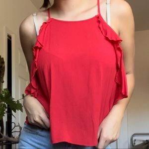 Red ruffle tank top